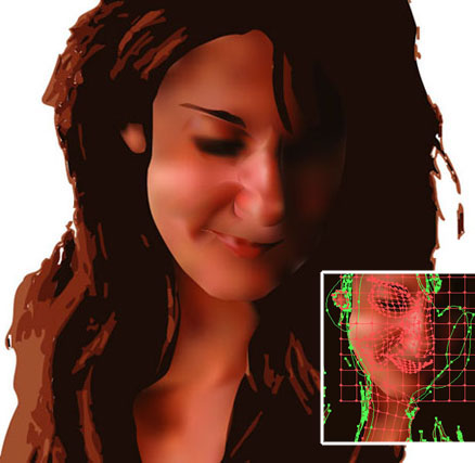 Girl's face using gradient mesh